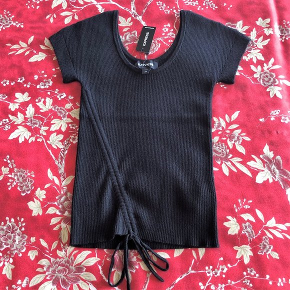 *Brand New with Tags* Ribbed Ruched Adjustable Hem Scoop Neck Sweater XXS - Picture 1 of 16